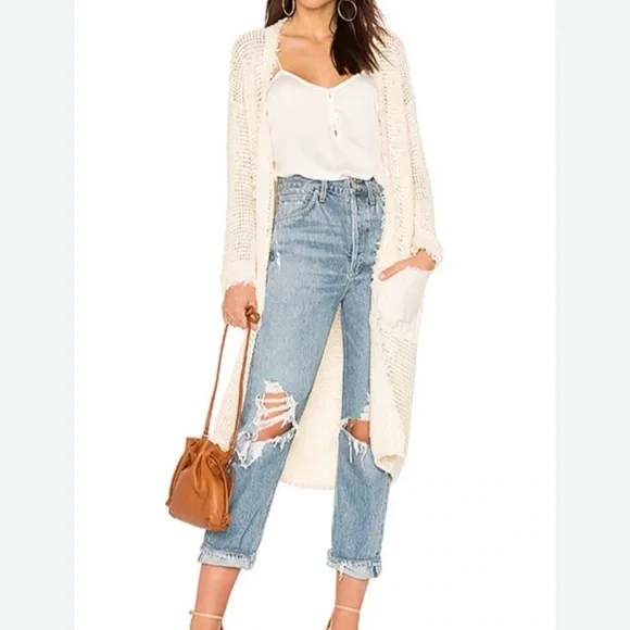 Moon River Open-knit Fringe Duster Cardigan Women’s S Western Bohemian Crochet - Picture 1 of 5